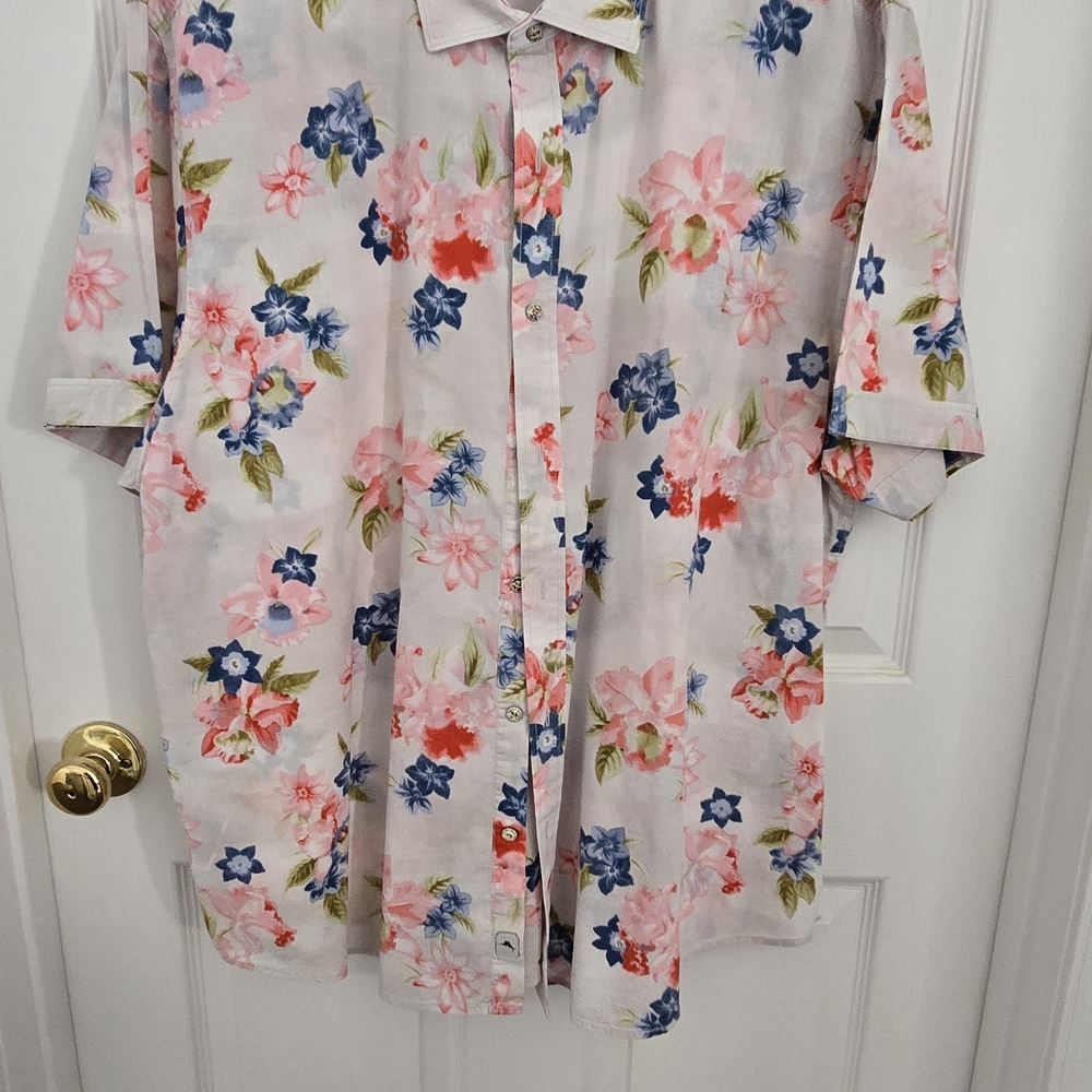 Tommy Bahama Pink and Blue Floral Casual Shirt